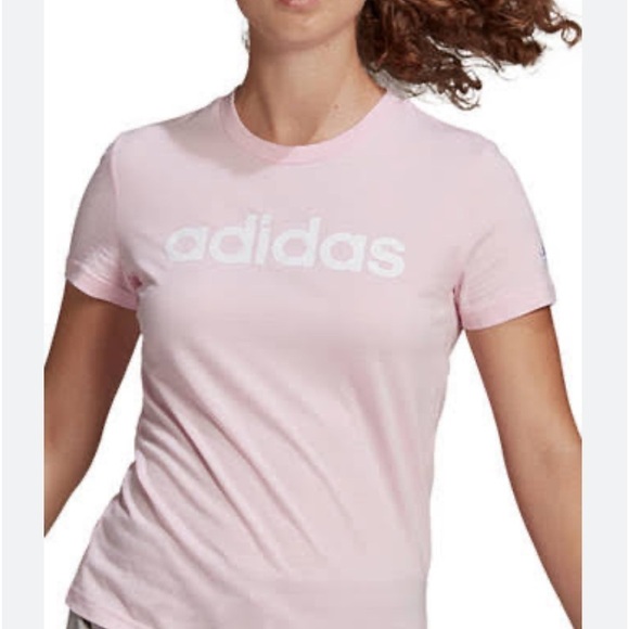 Adidas women’s peach and white short sleeve t shirt Size Small - Picture 1 of 8